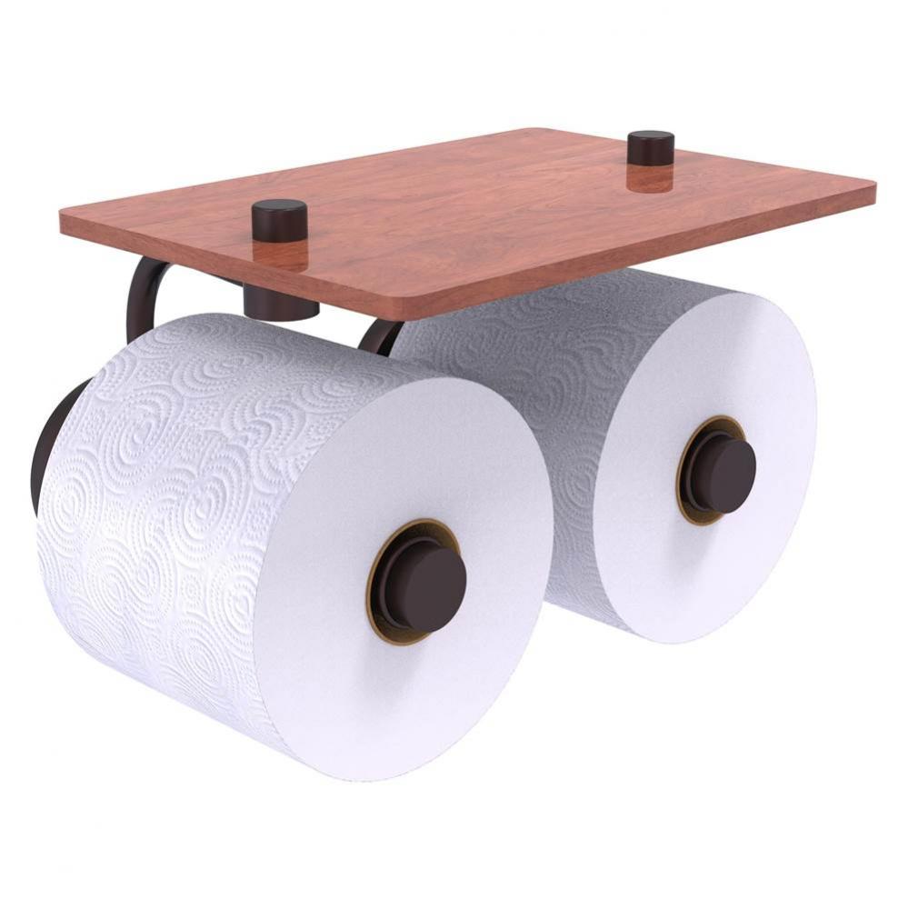 Prestige Skyline Collection 2 Roll Toilet Paper Holder with Wood Shelf - Antique Bronze