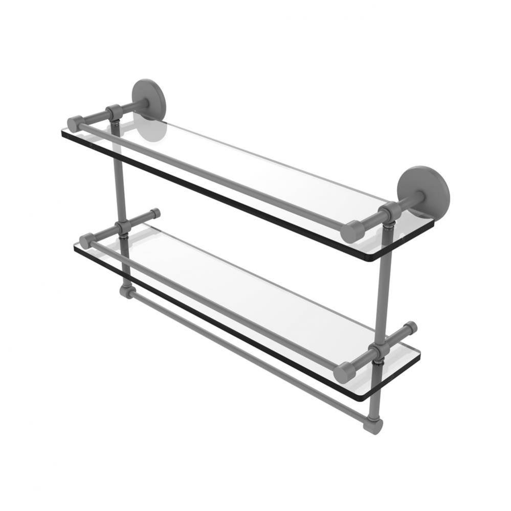 22 Inch Gallery Double Glass Shelf with Towel Bar