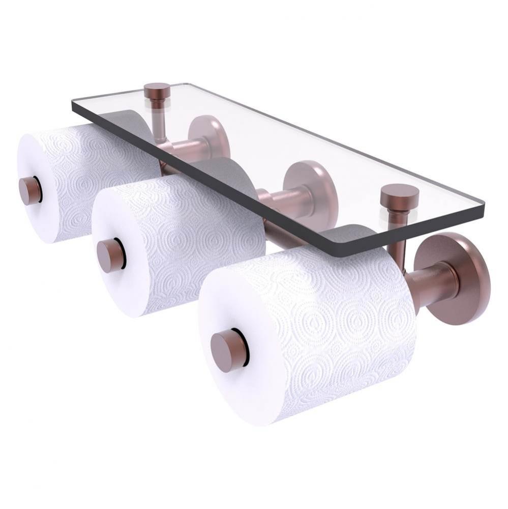 Prestige Skyline Collection Horizontal Reserve 3 Roll Toilet Paper Holder with Glass Shelf - Antiq