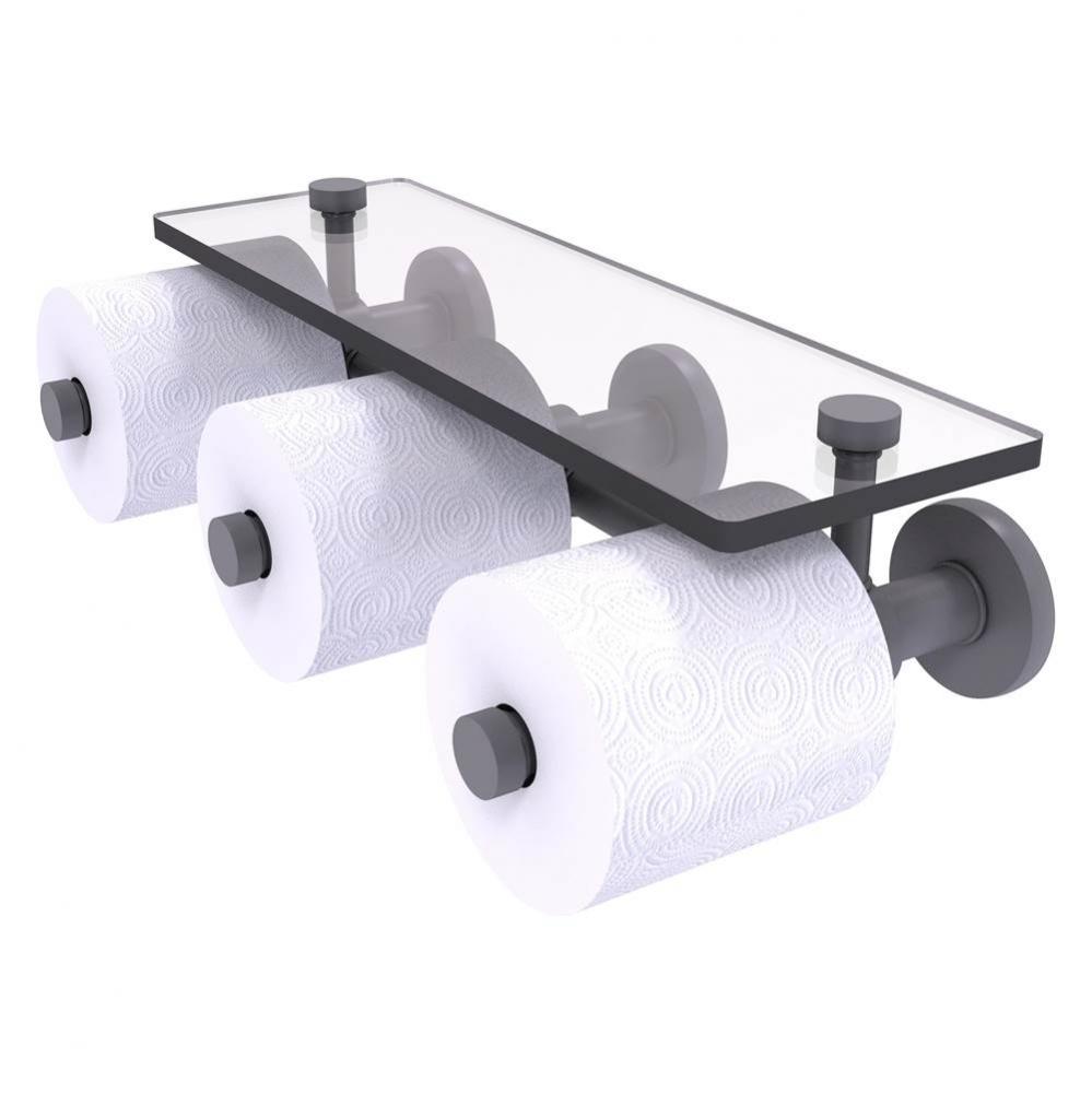 Prestige Skyline Collection Horizontal Reserve 3 Roll Toilet Paper Holder with Glass Shelf - Matte