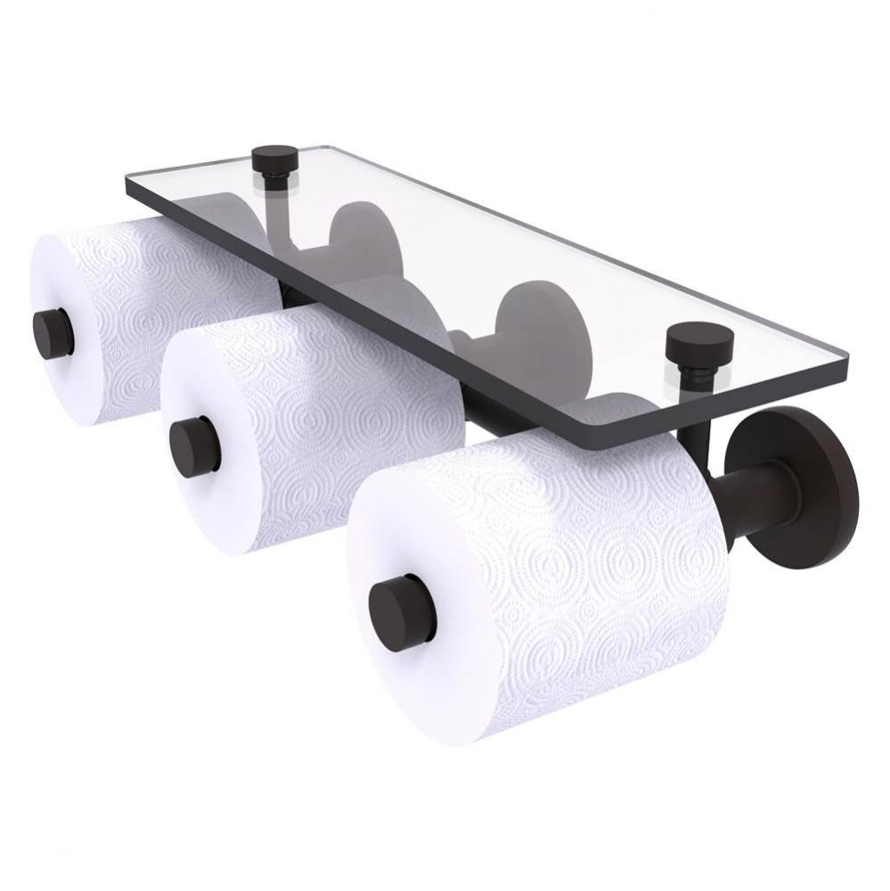 Prestige Skyline Collection Horizontal Reserve 3 Roll Toilet Paper Holder with Glass Shelf - Oil R