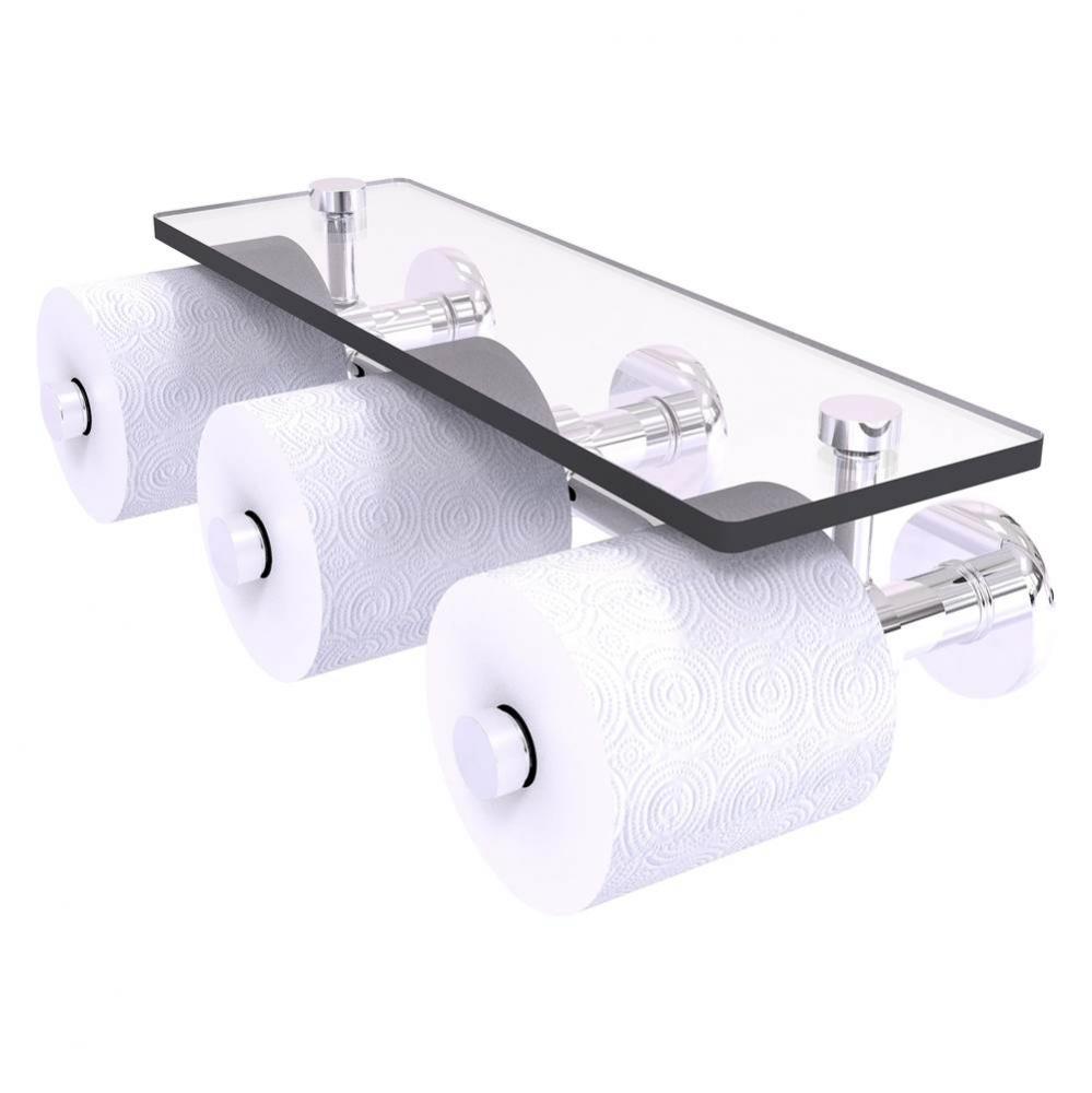 Prestige Skyline Collection Horizontal Reserve 3 Roll Toilet Paper Holder with Glass Shelf - Polis
