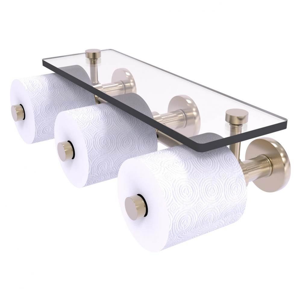Prestige Skyline Collection Horizontal Reserve 3 Roll Toilet Paper Holder with Glass Shelf - Antiq