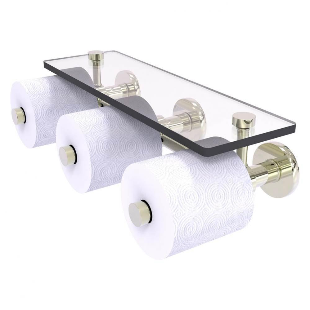 Prestige Skyline Collection Horizontal Reserve 3 Roll Toilet Paper Holder with Glass Shelf - Polis