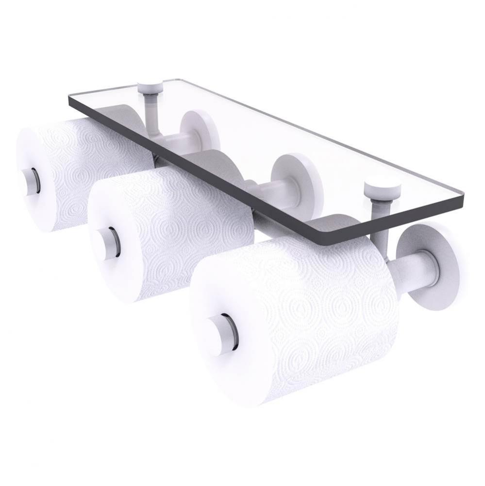 Prestige Skyline Collection Horizontal Reserve 3 Roll Toilet Paper Holder with Glass Shelf - Matte