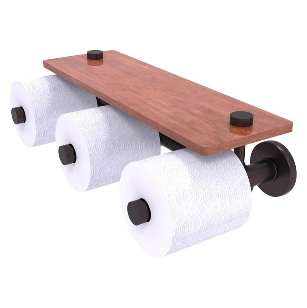 Prestige Skyline Collection Horizontal Reserve 3 Roll Toilet Paper Holder with Wood Shelf - Antiqu