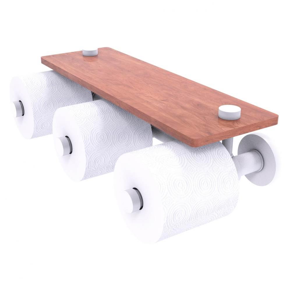 Prestige Skyline Collection Horizontal Reserve 3 Roll Toilet Paper Holder with Wood Shelf - Matte