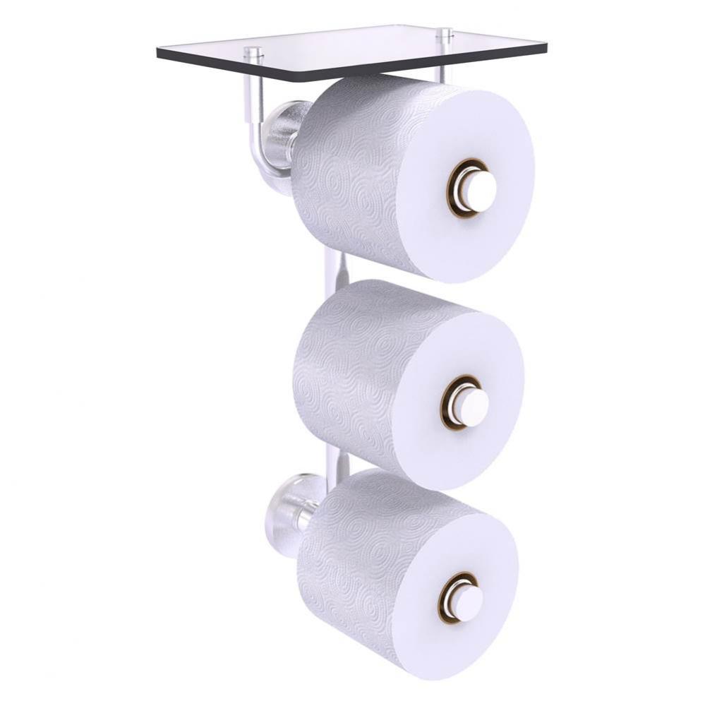 Prestige Skyline Collection 3 Roll Toilet Paper Holder with Glass Shelf - Satin Chrome