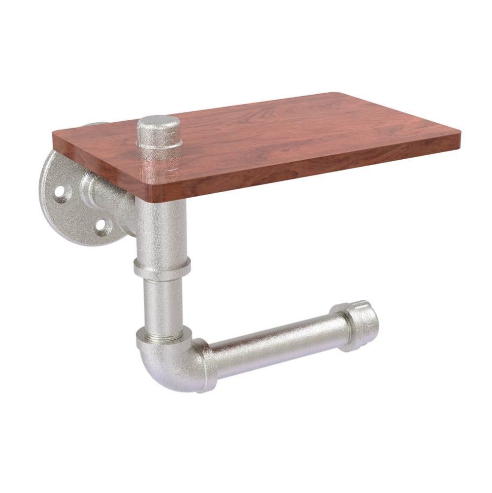 Pipeline Collection Toilet Paper Holder with Wood Shelf