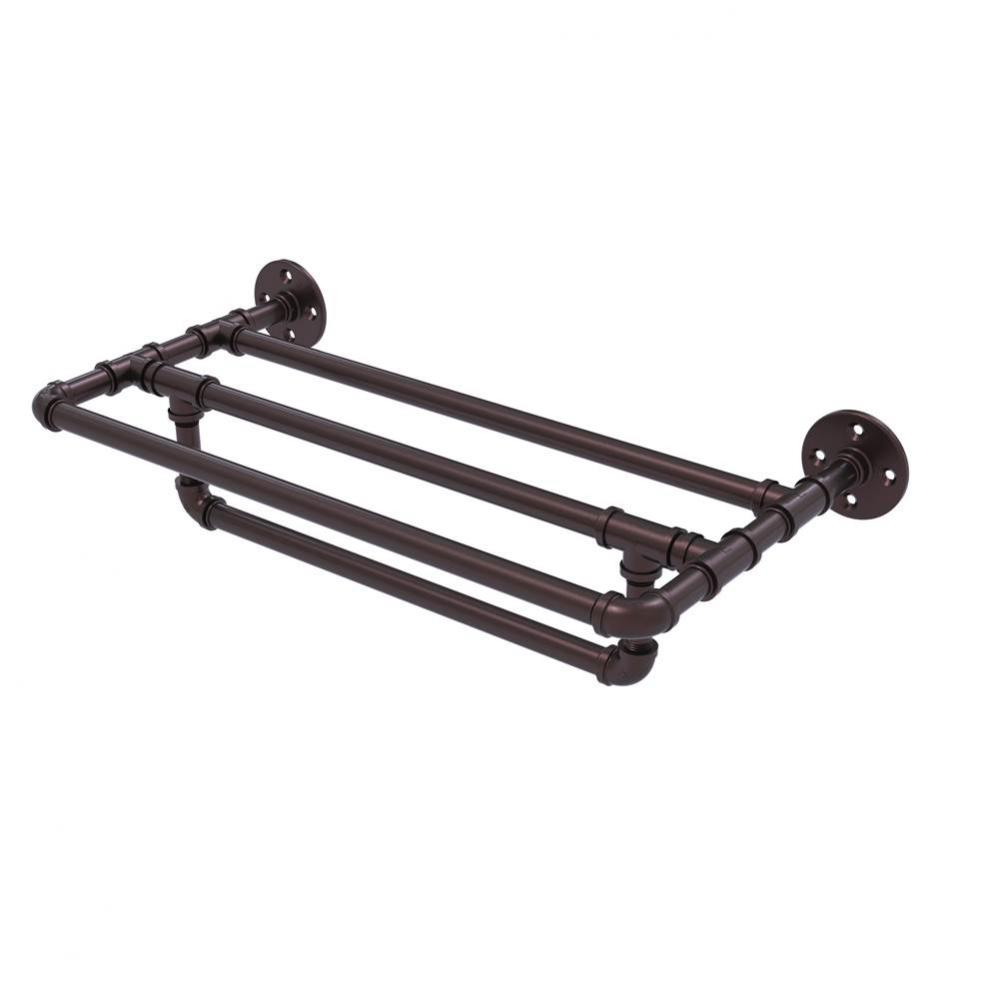 Pipeline Collection 24 Inch Wall Mounted Towel Shelf with Towel Bar