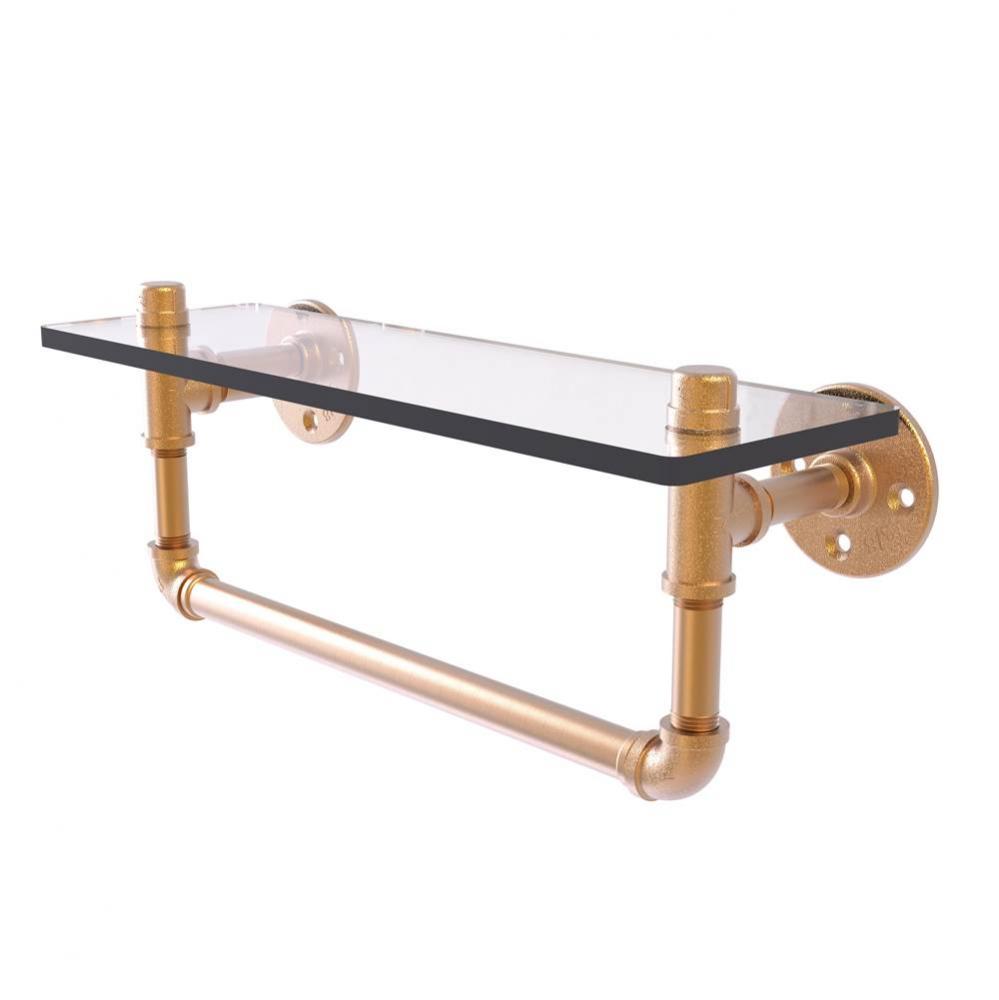 Pipeline Collection 16 Inch Glass Shelf with Towel Bar