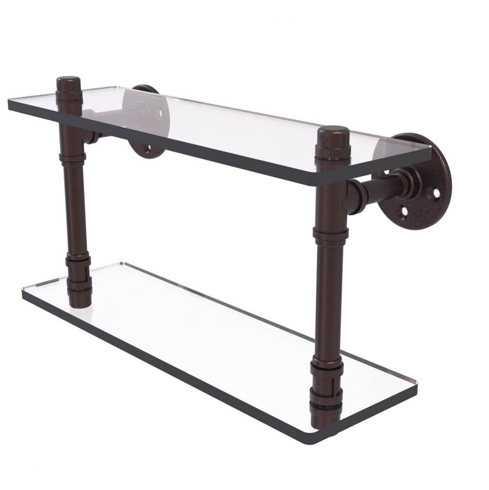 Pipeline Collection 16 Inch Double Glass Shelf