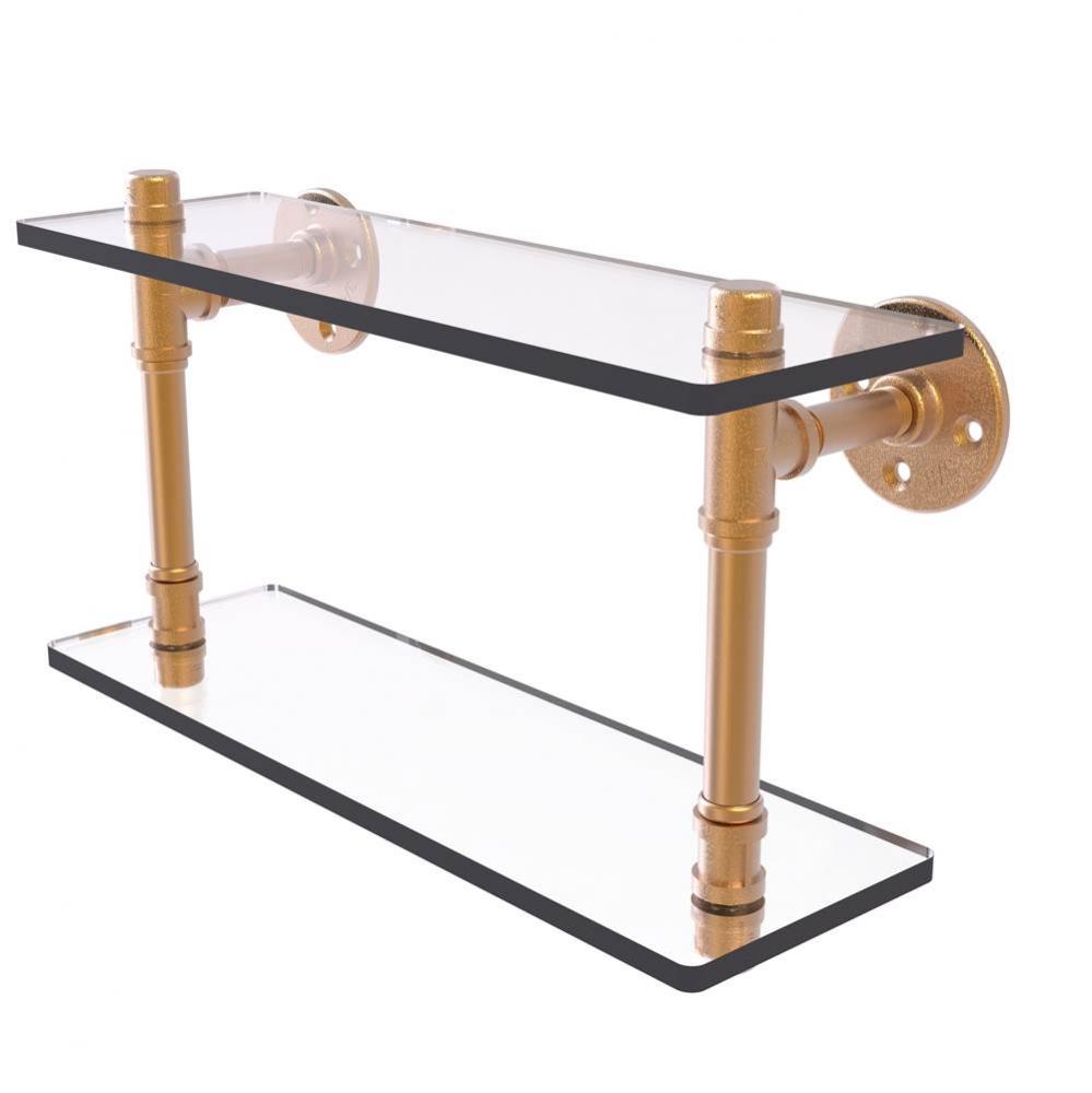 Pipeline Collection 16 Inch Double Glass Shelf