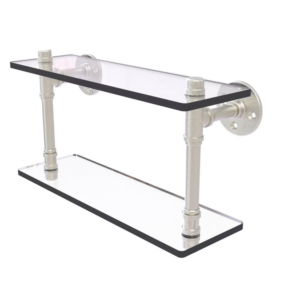 Pipeline Collection 16 Inch Double Glass Shelf