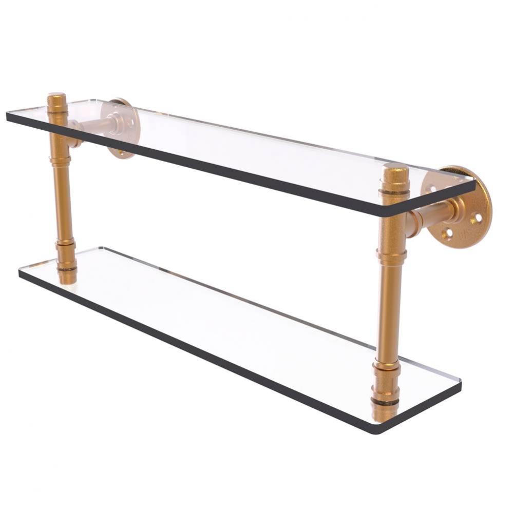 Pipeline Collection 22 Inch Double Glass Shelf