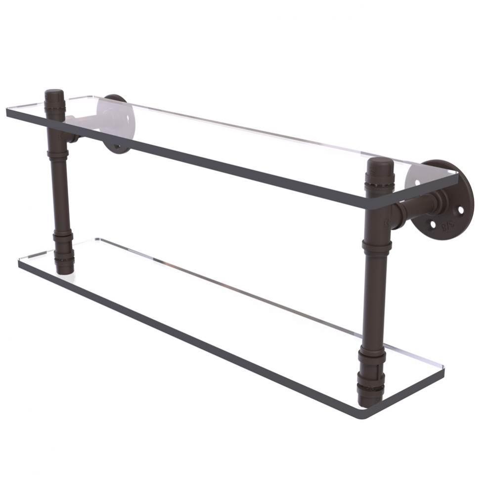 Pipeline Collection 22 Inch Double Glass Shelf