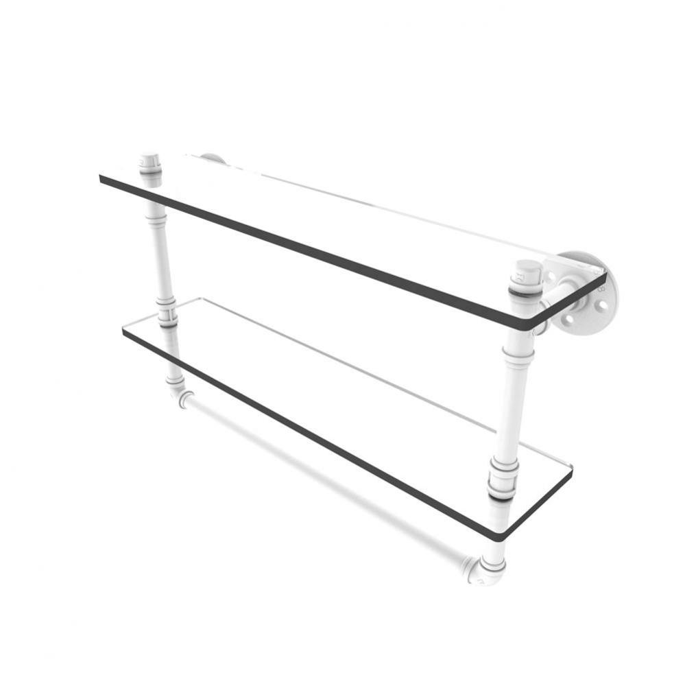 Pipeline Collection 22 Inch Doulbe Glass Shelf with Towel Bar
