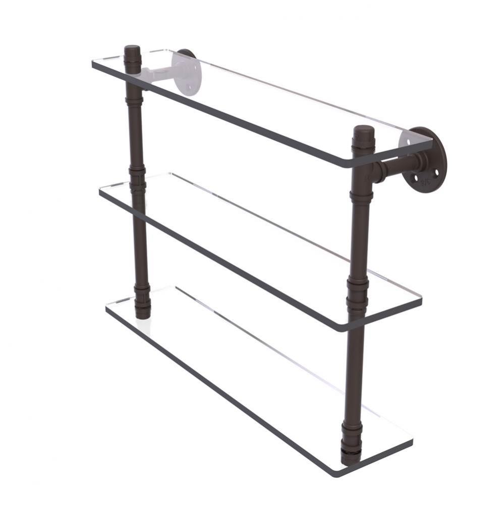 Pipeline Collection 22 Inch Triple Glass Shelf