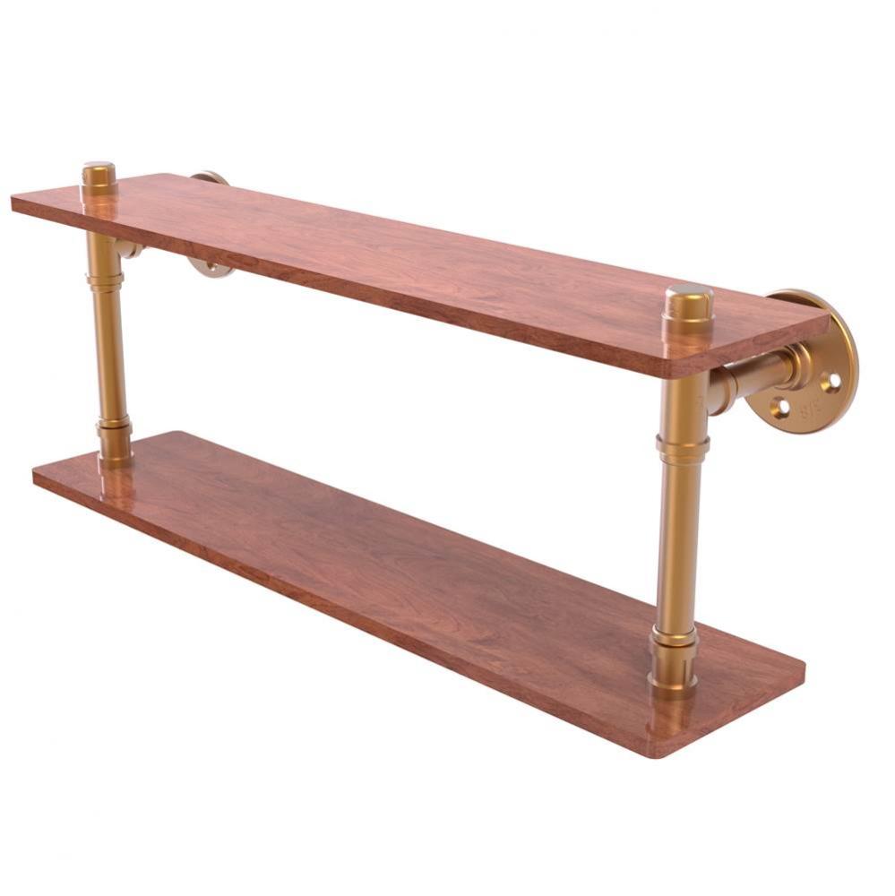 Pipeline Collection 22 Inch Ironwood Double Shelf