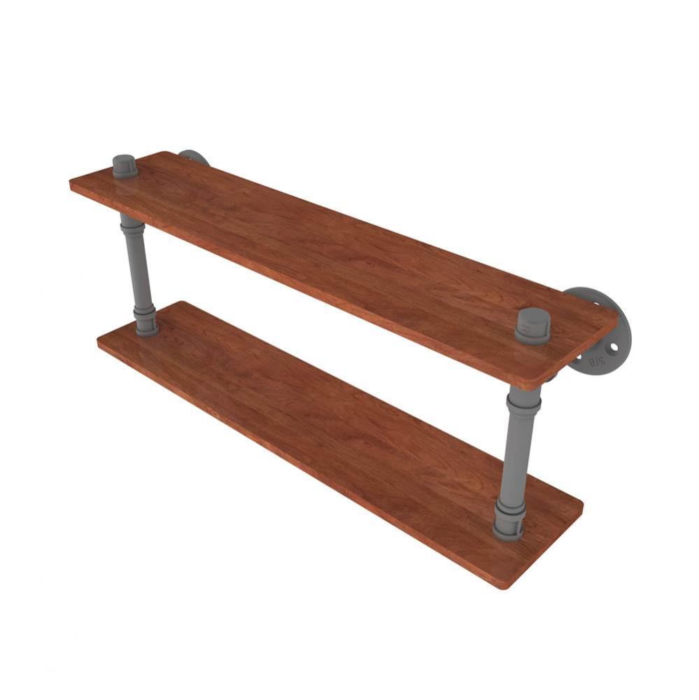 Pipeline Collection 22 Inch Ironwood Double Shelf