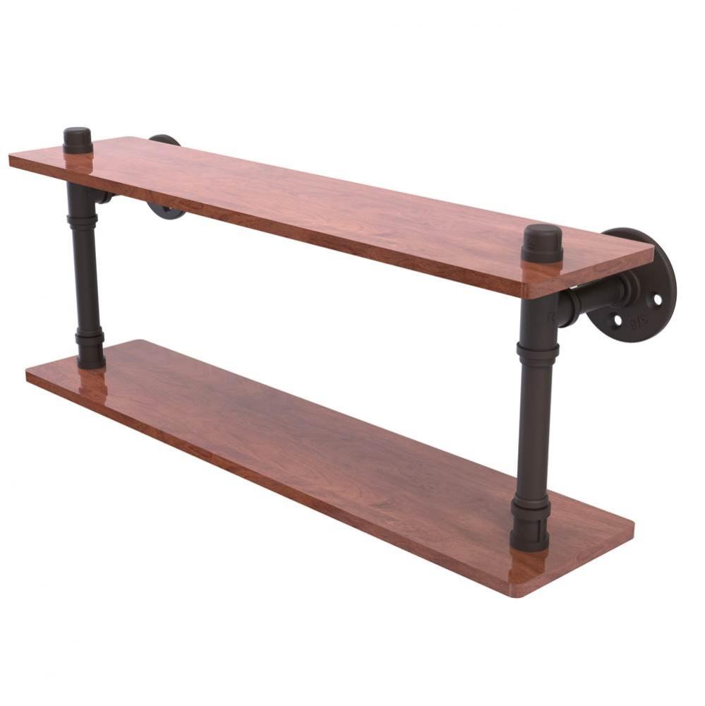 Pipeline Collection 22 Inch Ironwood Double Shelf