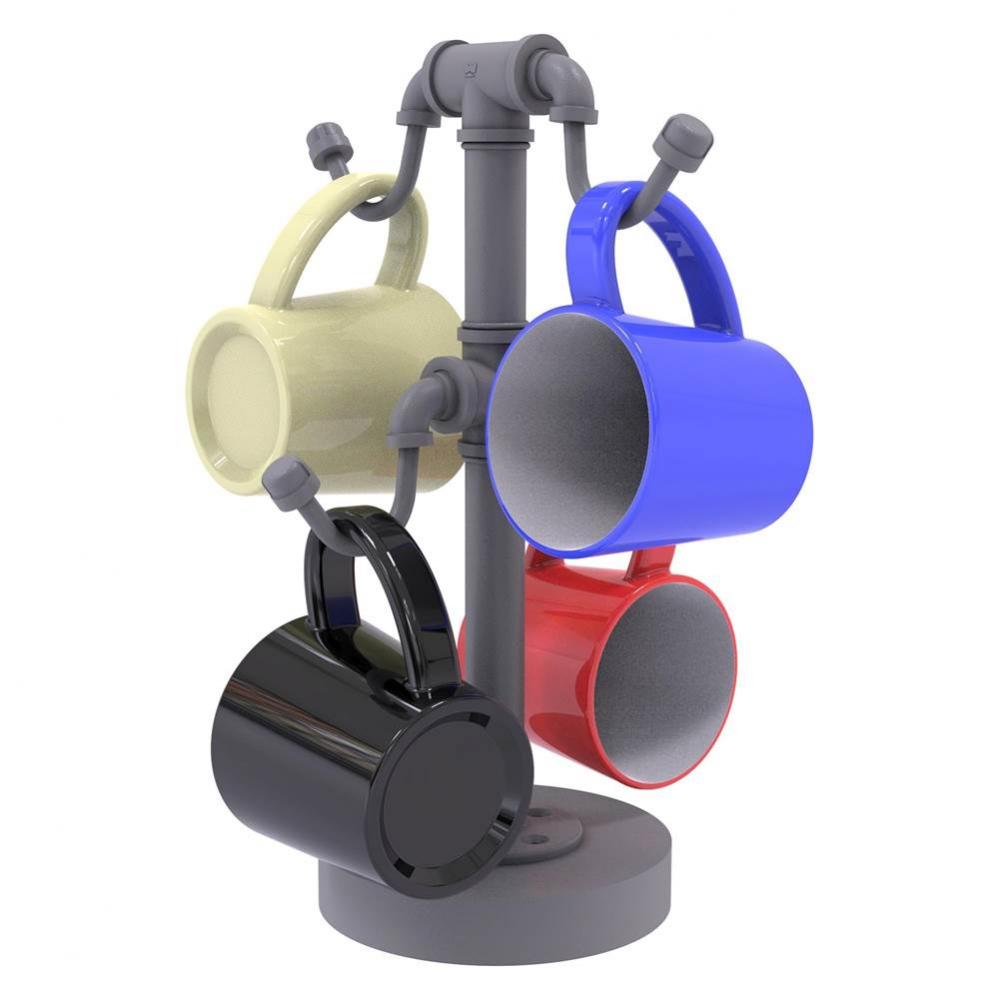 Pipeline Collection Countertop 4 Coffee Mug Holder - Matte Gray