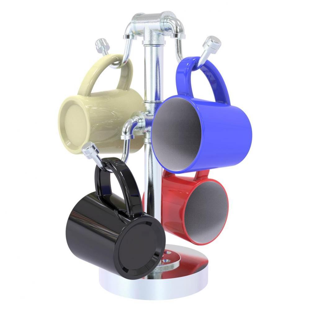 Pipeline Collection Countertop 4 Coffee Mug Holder - Polished Chrome