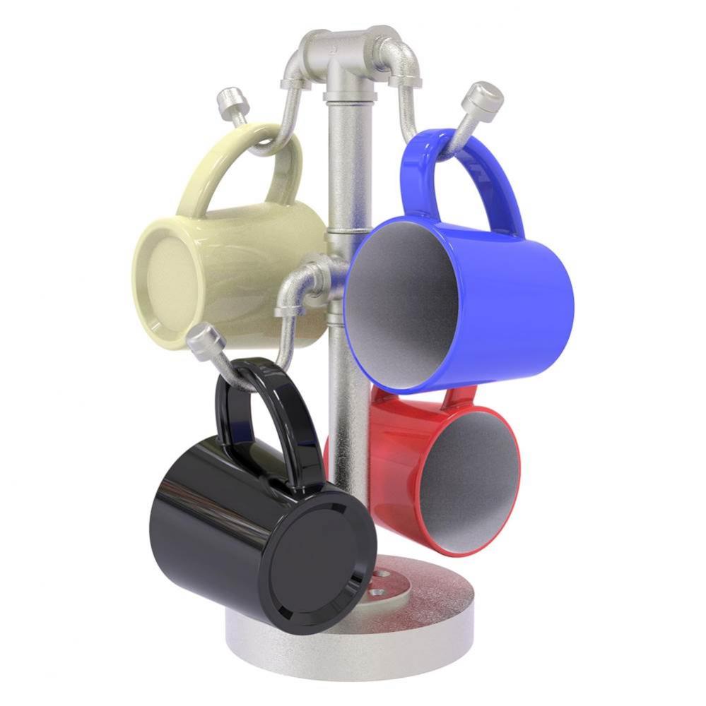 Pipeline Collection Countertop 4 Coffee Mug Holder - Satin Nickel