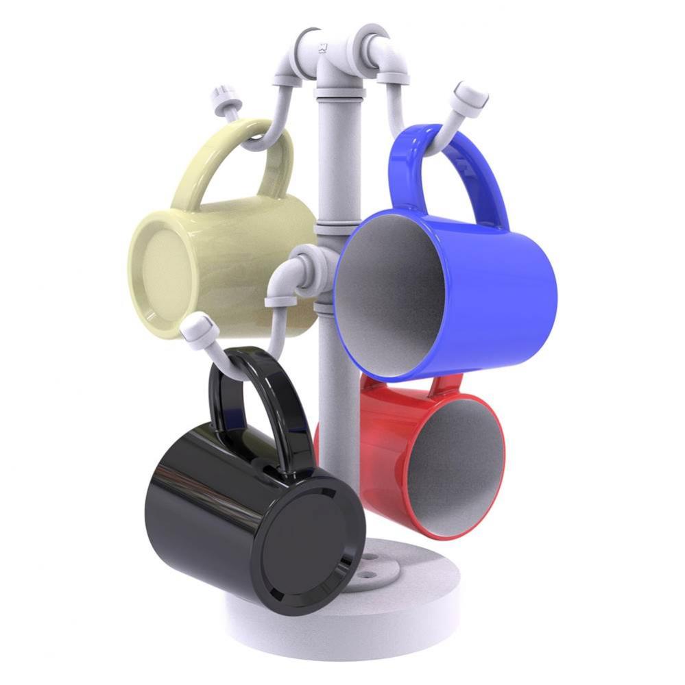 Pipeline Collection Countertop 4 Coffee Mug Holder - Matte White