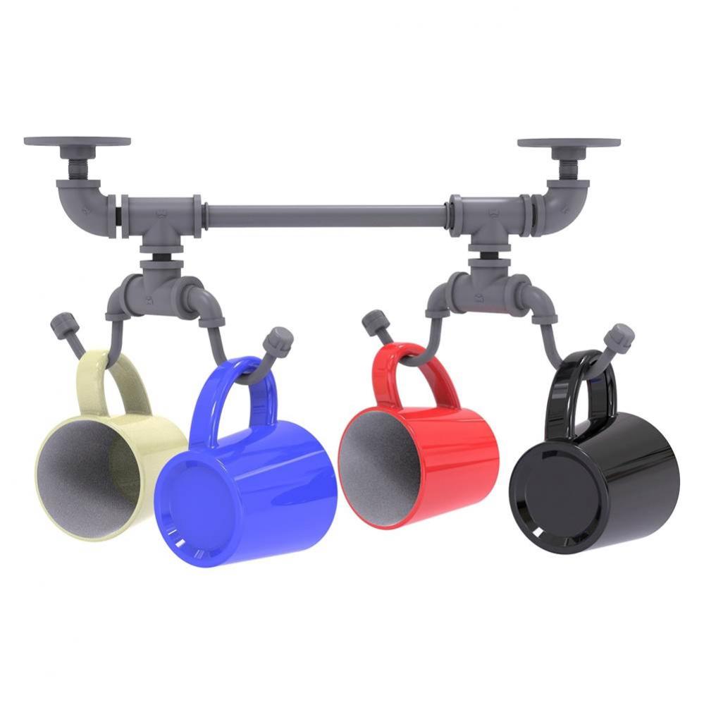 Pipeline Collection Under Cabinet 4 Coffee Mug Rack - Matte Gray