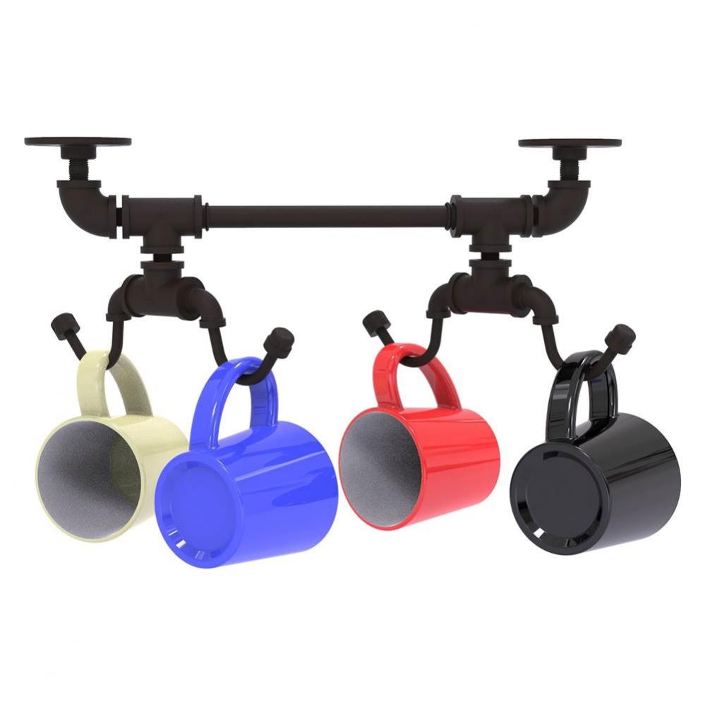 Pipeline Collection Under Cabinet 4 Coffee Mug Rack - Oil Rubbed Bronze