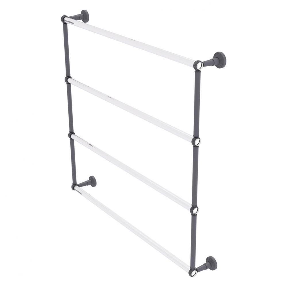 Pacific Beach Collection 4 Tier 36 Inch Ladder Towel Bar with Twisted Accents - Matte Gray