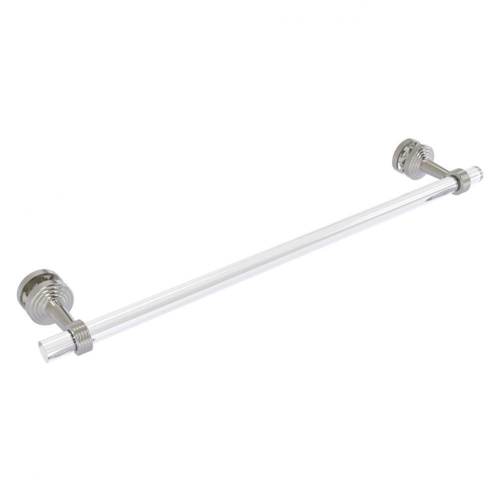 Pacific Beach Collection 24 Inch Shower Door Towel Bar with Grooved Accents - Satin Nickel