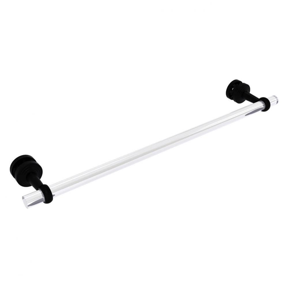 Pacific Beach Collection 24 Inch Shower Door Towel Bar with Twisted Accents - Matte Black