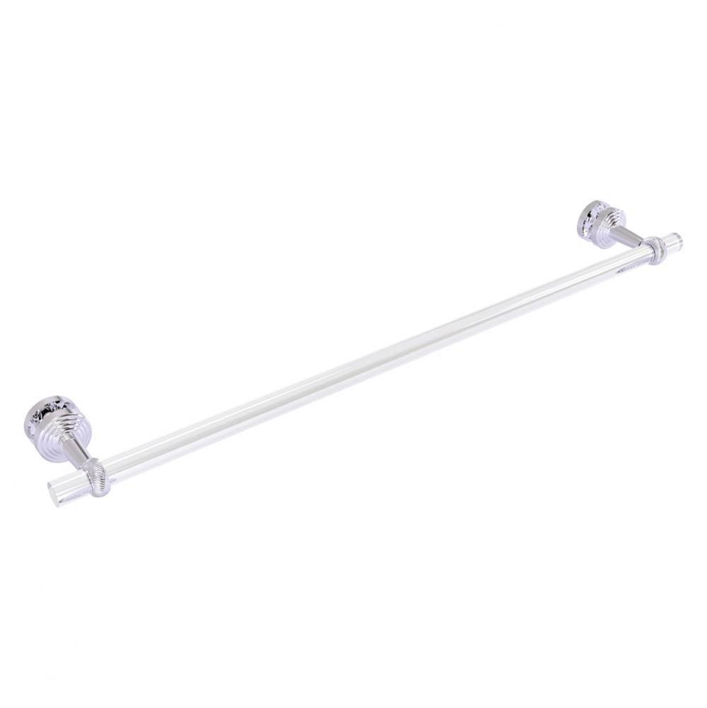 Pacific Beach Collection 30 Inch Shower Door Towel Bar with Twisted Accents - Polished Chrome