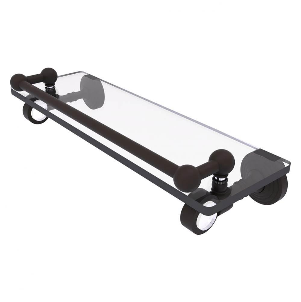 Pacific Grove Collection 16 Inch Glass Shelf with Gallery Rail - Oil Rubbed Bronze