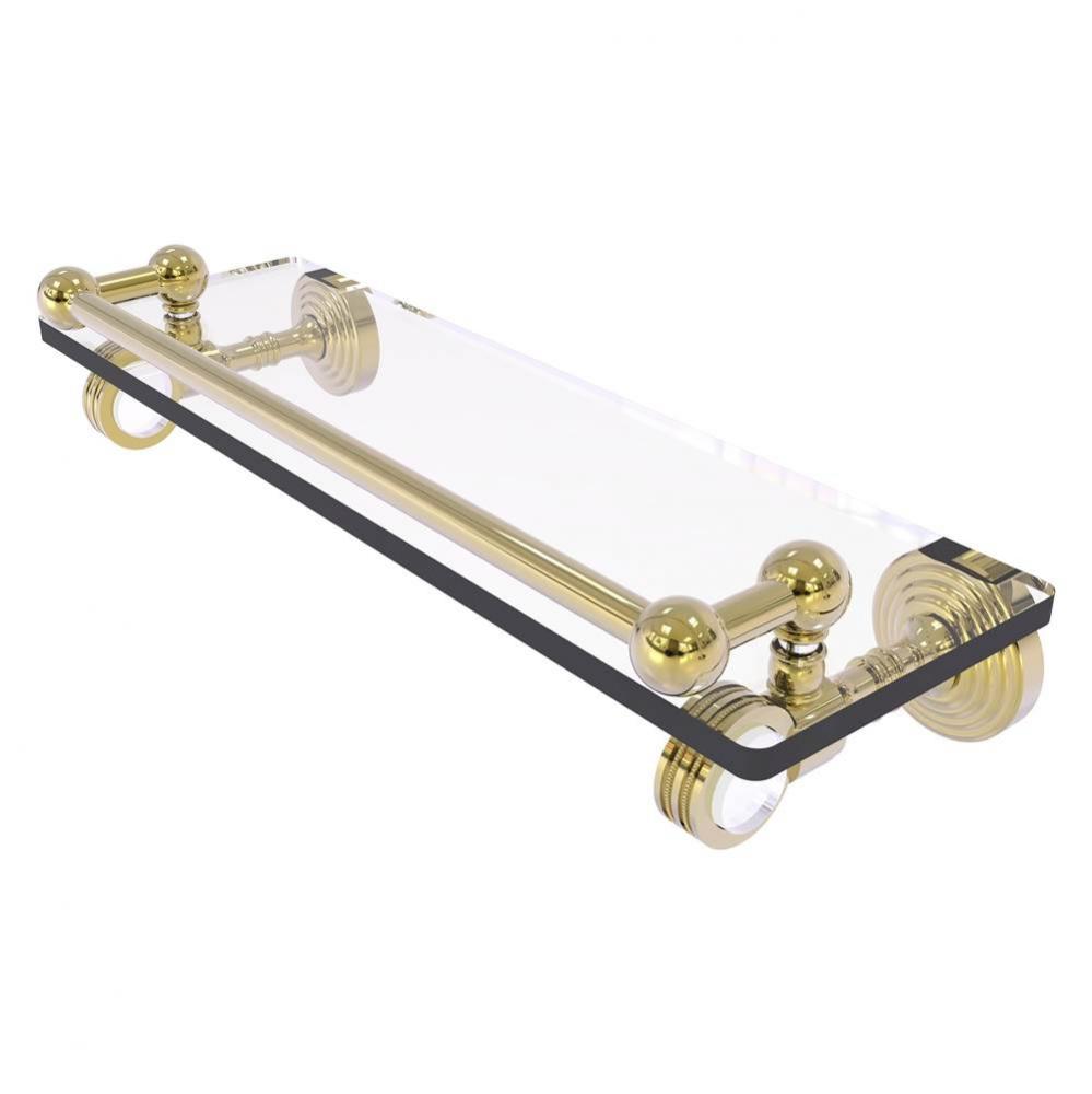 Pacific Grove Collection 16 Inch Gallery Glass Shelf with Dotted Accents - Unlacquered Brass