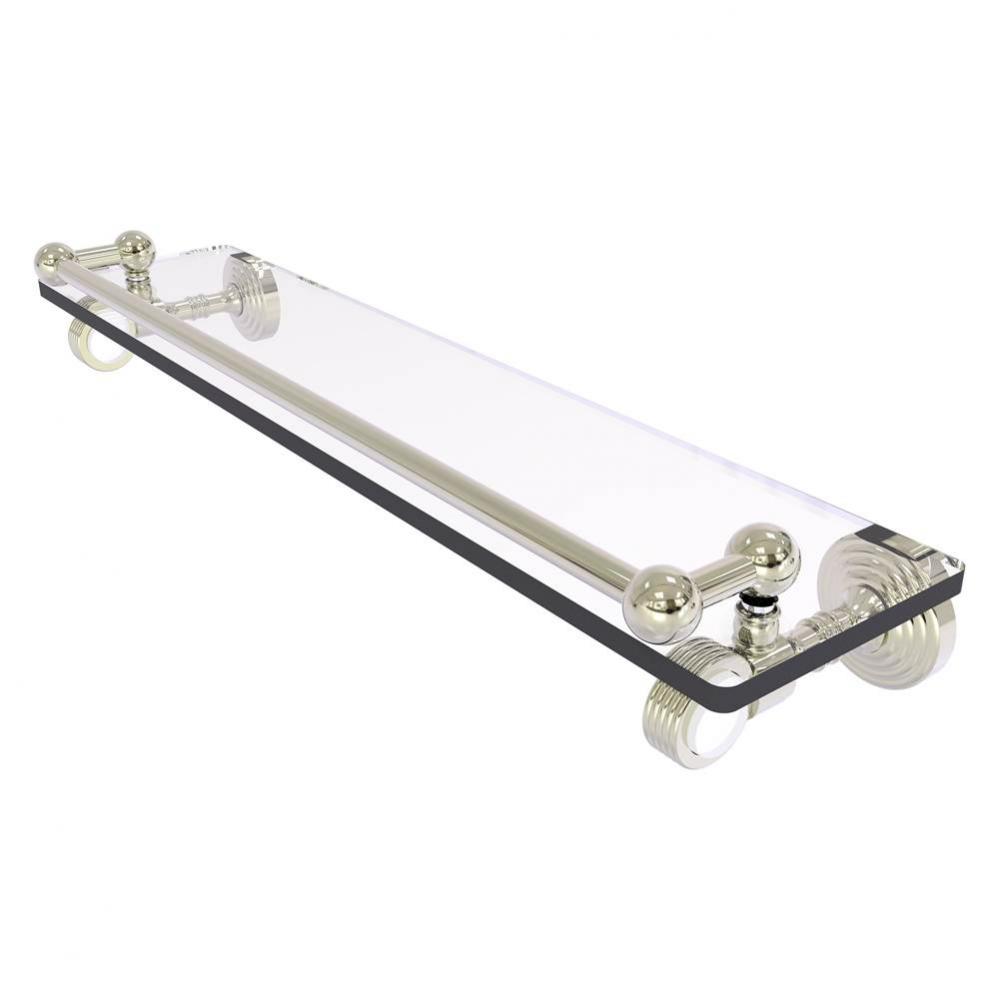 Pacific Grove Collection 22 Inch Gallery Glass Shelf with Grooved Accents - Polished Nickel