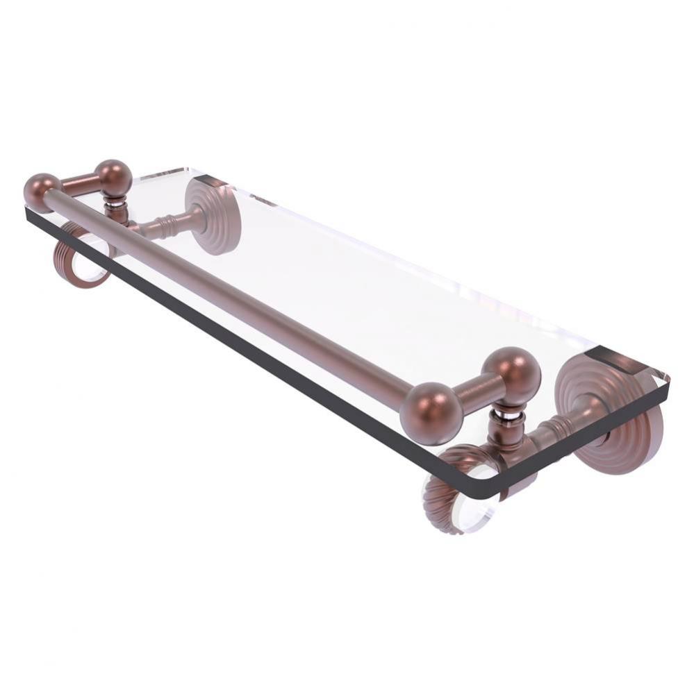 Pacific Grove Collection 16 Inch Gallery Glass Shelf with Twisted Accents - Antique Copper