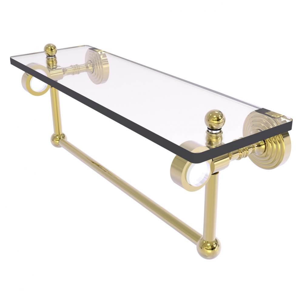 Pacific Grove Collection 16 Inch Glass Shelf with Towel Bar - Unlacquered Brass