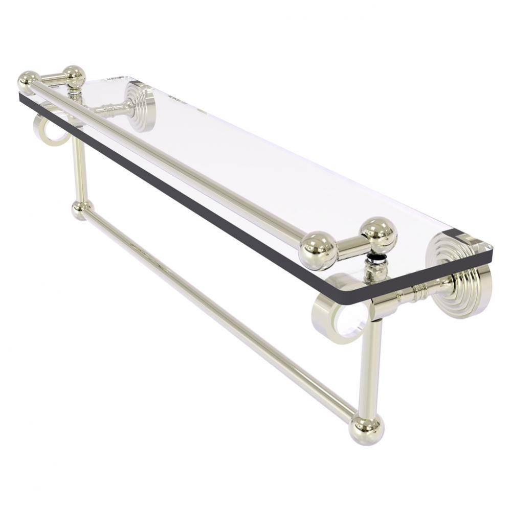 Pacific Grove Collection 22 Inch Glass Shelf with Gallery Rail and Towel Bar - Polished Nickel