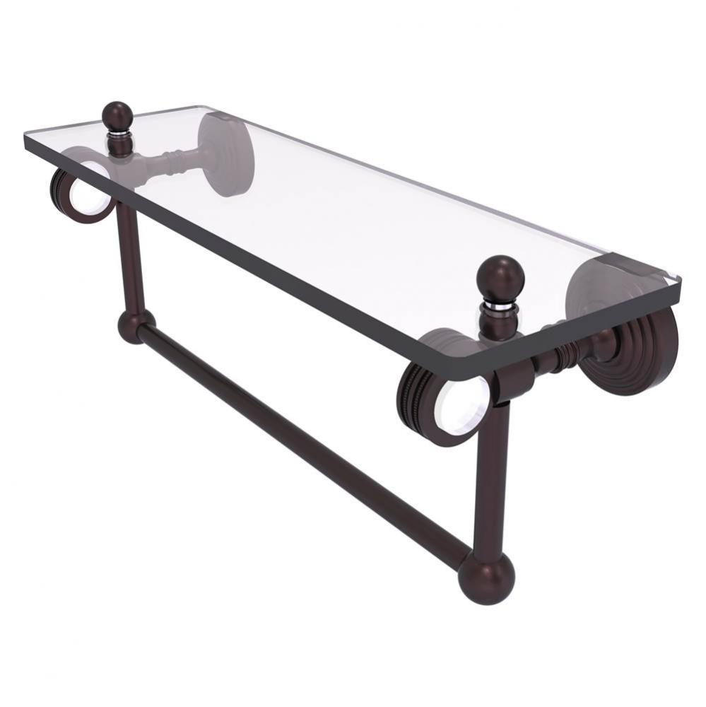 Pacific Grove Collection 16 Inch Glass Shelf with Towel Bar and Dotted Accents - Antique Bronze