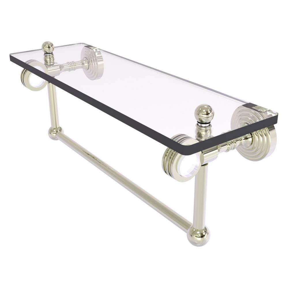 Pacific Grove Collection 16 Inch Glass Shelf with Towel Bar and Dotted Accents - Polished Nickel