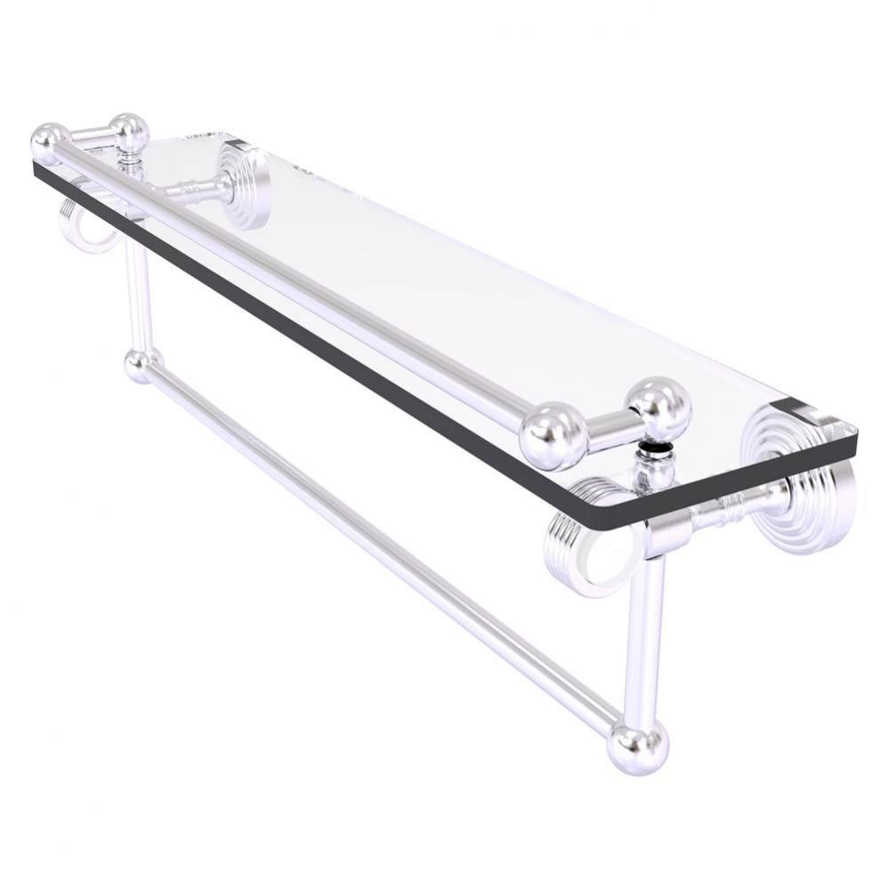 Pacific Grove Collection 22 Inch Gallery Glass Shelf with Towel Bar and Grooved Accents - Satin Ch
