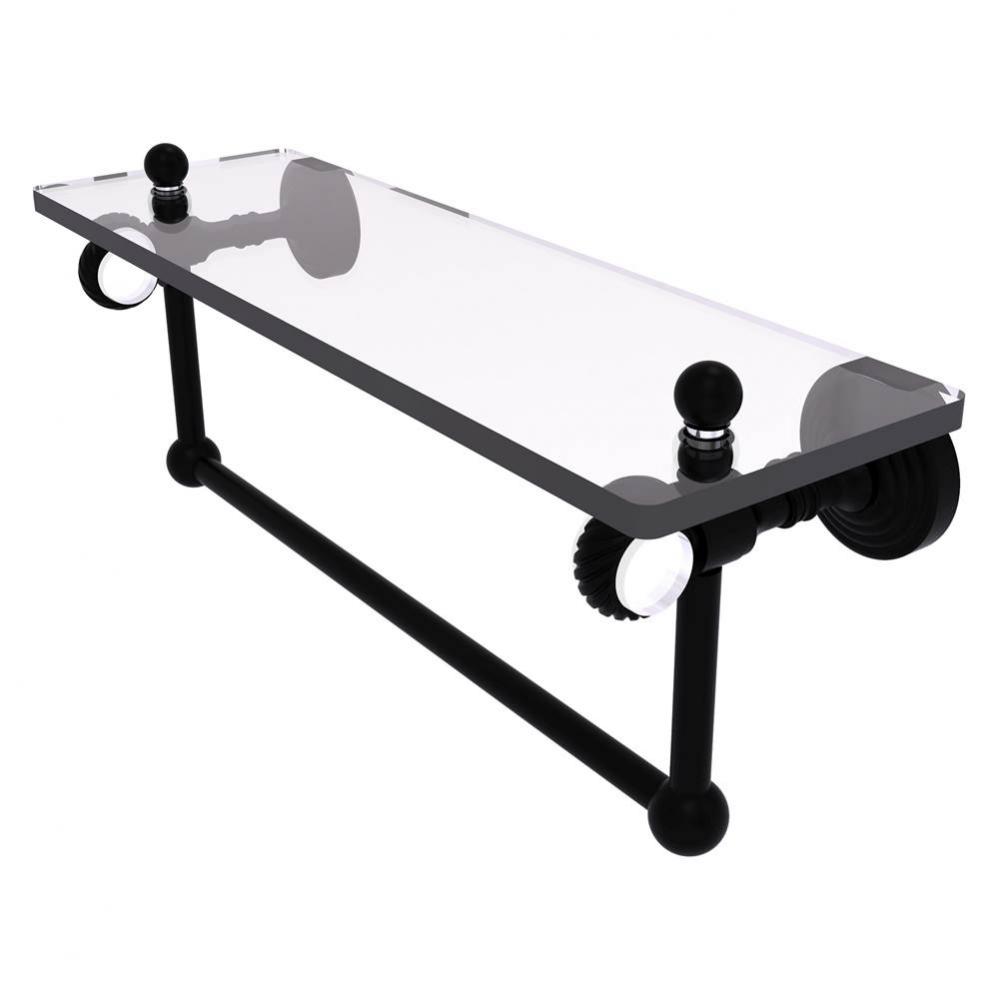 Pacific Grove Collection 16 Inch Glass Shelf with Towel Bar and Twisted Accents - Matte Black