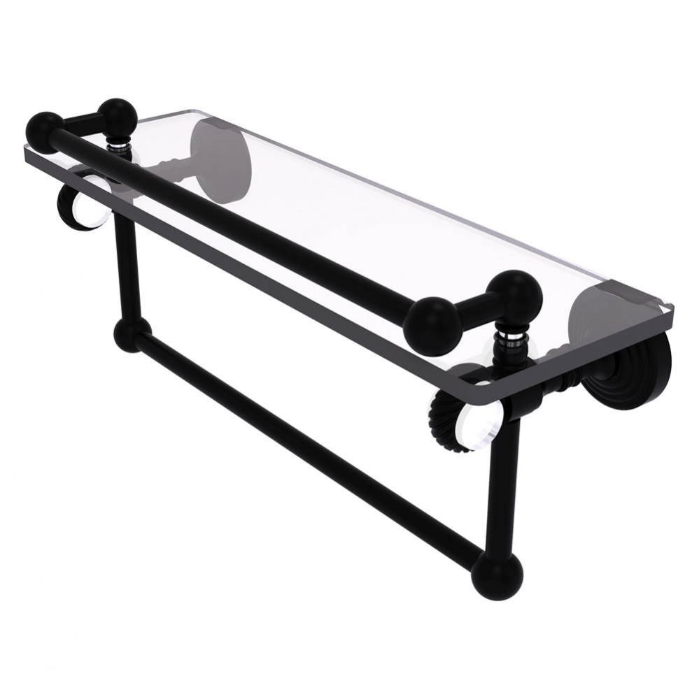 Pacific Grove Collection 16 Inch Gallery Glass Shelf with Towel Bar and Twisted Accents - Matte Bl