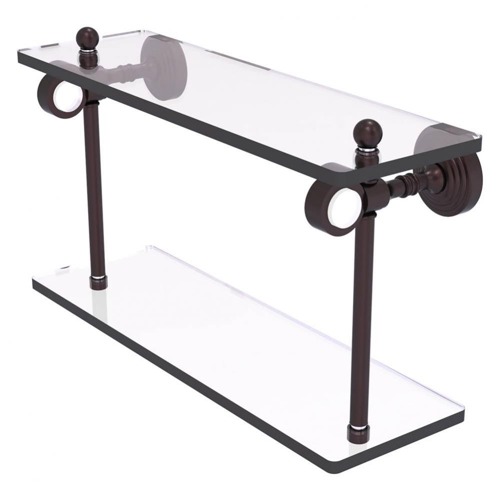 Pacific Grove Collection 16 Inch Two Tiered Glass Shelf - Antique Bronze