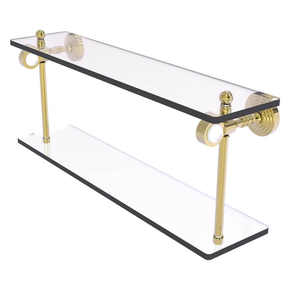 Pacific Grove Collection 22 Inch Two Tiered Glass Shelf - Unlacquered Brass