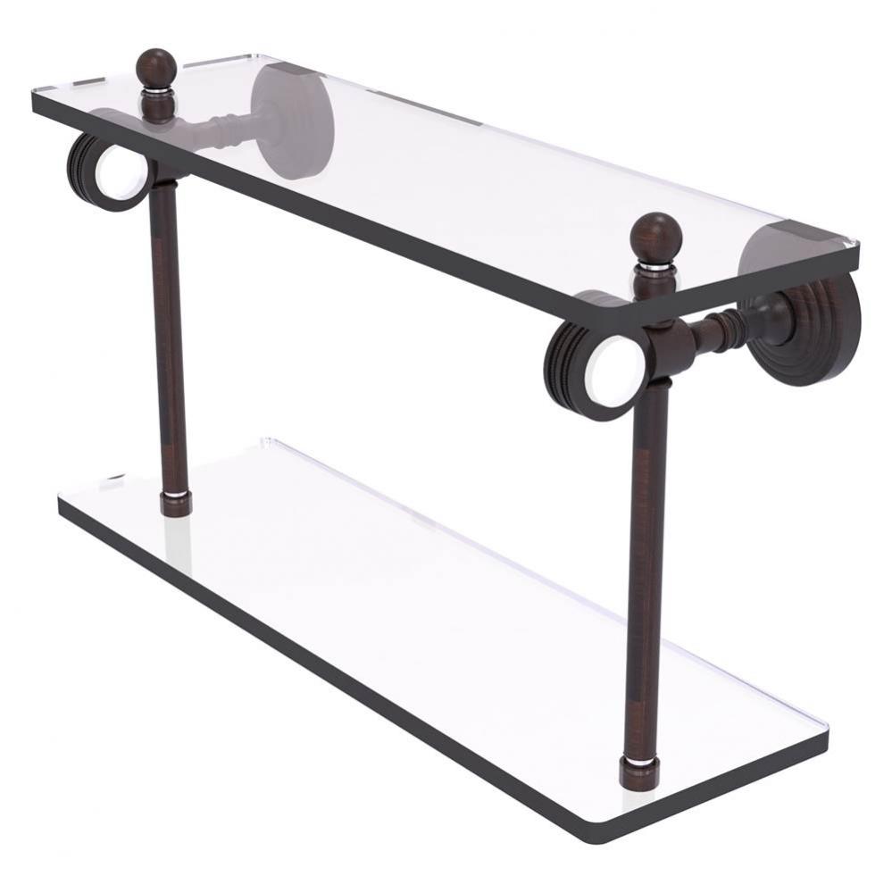 Pacific Grove Collection 16 Inch Two Tiered Glass Shelf with Dotted Accents - Venetian Bronze
