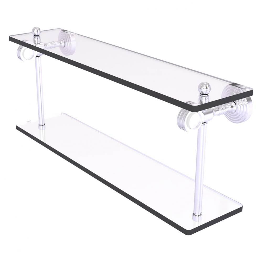 Pacific Grove Collection 22 Inch Two Tiered Glass Shelf with Dotted Accents - Satin Chrome